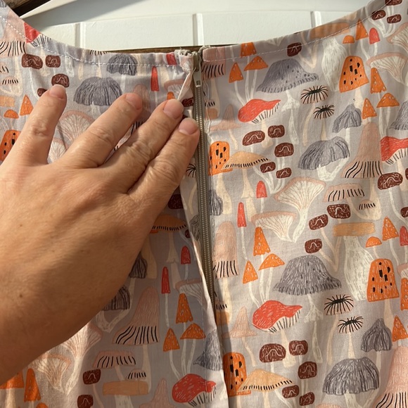 Retrolicious Mushroom Pocketed Dress With Pink Wrap Cardigan - Picture 11 of 15